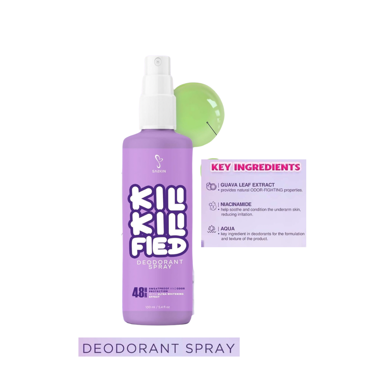 KILI KILI FIED DEODORANT SPRAY 60ML BY SASKIN