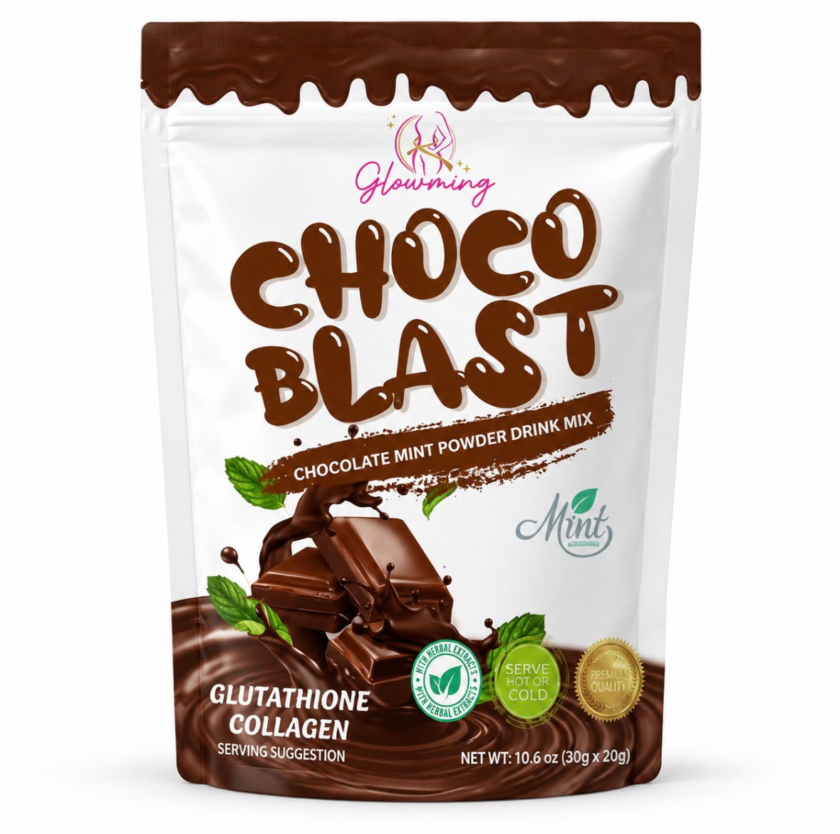 GLOWMING CHOCO BLAST – CHOCOLATE MINT DRINK MIX