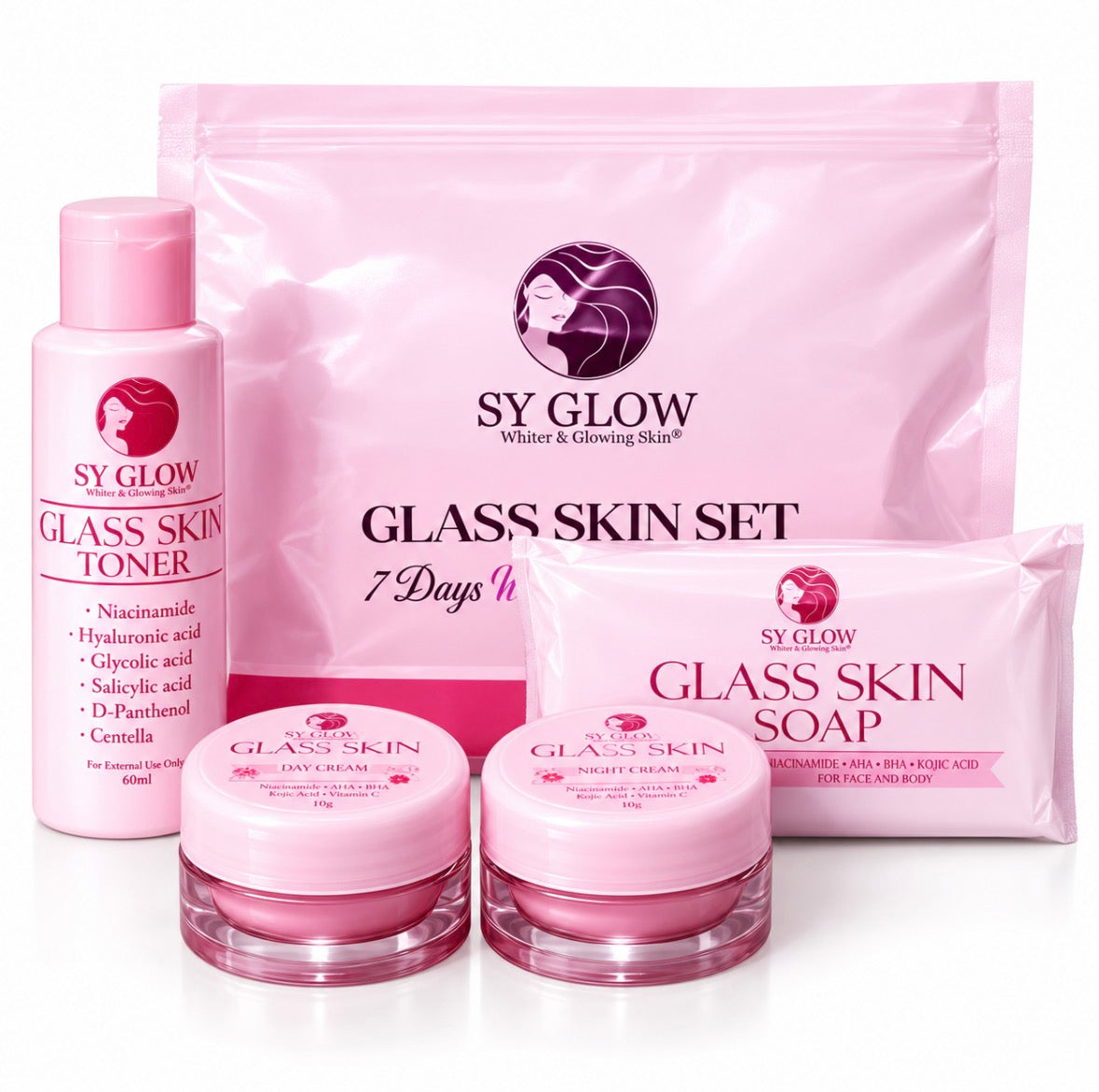 SY GLOW GLASS SKIN SET – COMPLETE BRIGHTENING & HYDRATING SKINCARE KIT