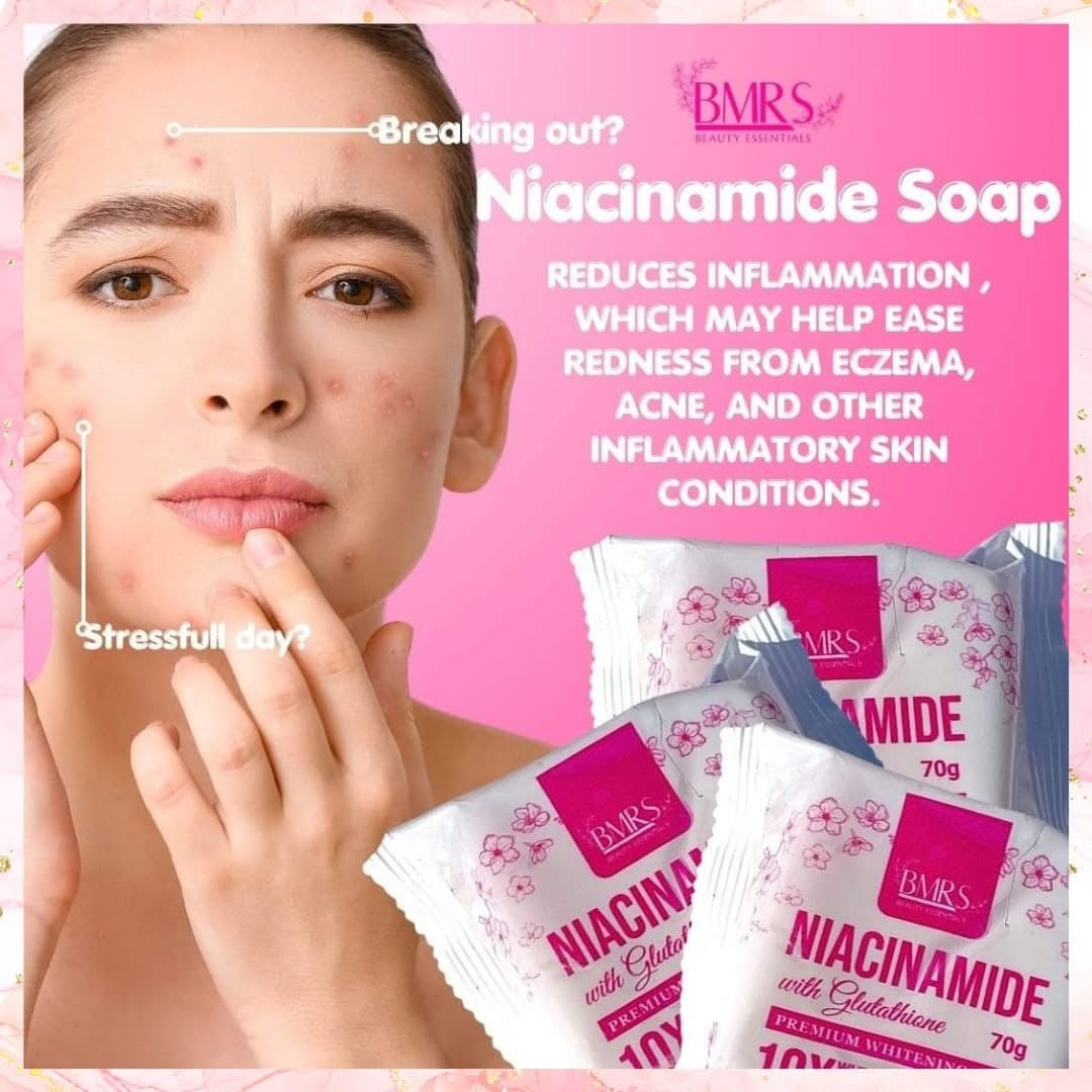BMRS NIACINAMIDE PREMIUM WHITENING SOAP WITH GLUTATHIONE 70G