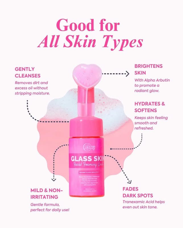 GLASS SKIN FACIAL FOAMING WASH BY GLAM BEAUTY
