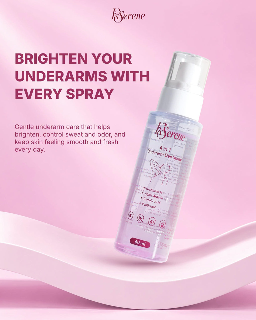 KSERENE 4-IN-1 UNDERARM DEO SPRAY – 60ML
