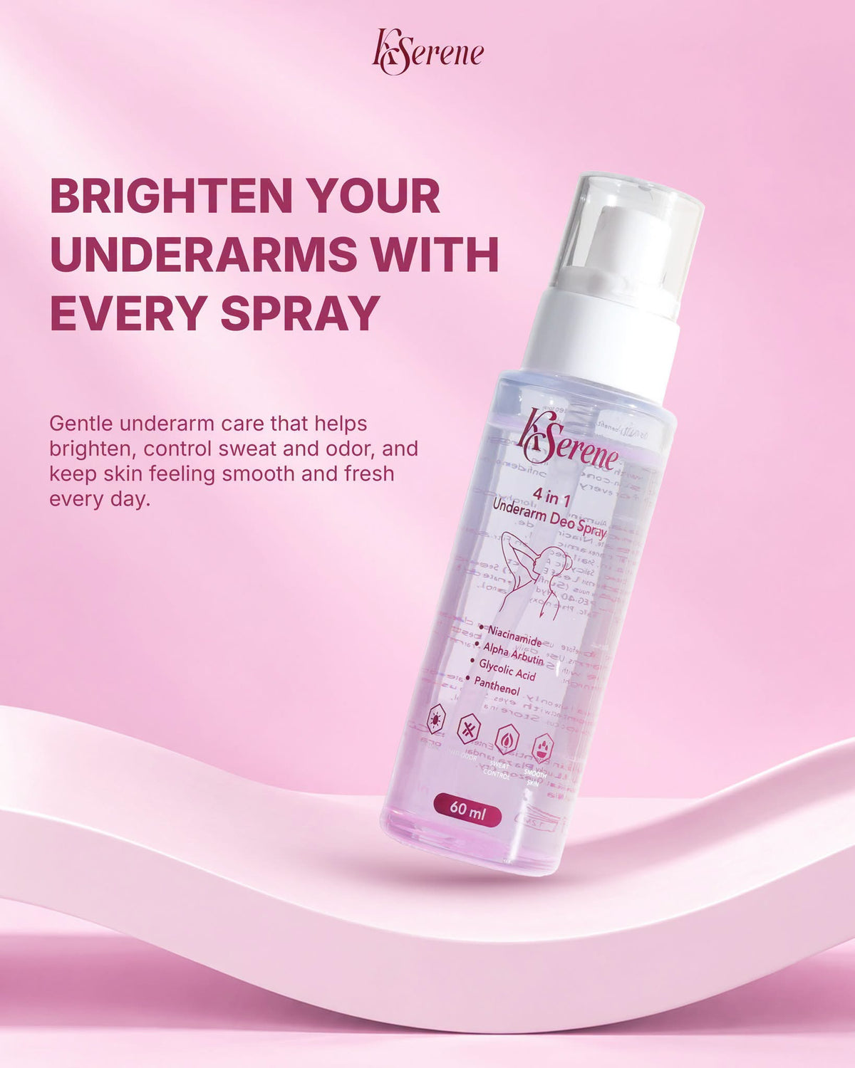 KSERENE 4-IN-1 UNDERARM DEO SPRAY – 60ML