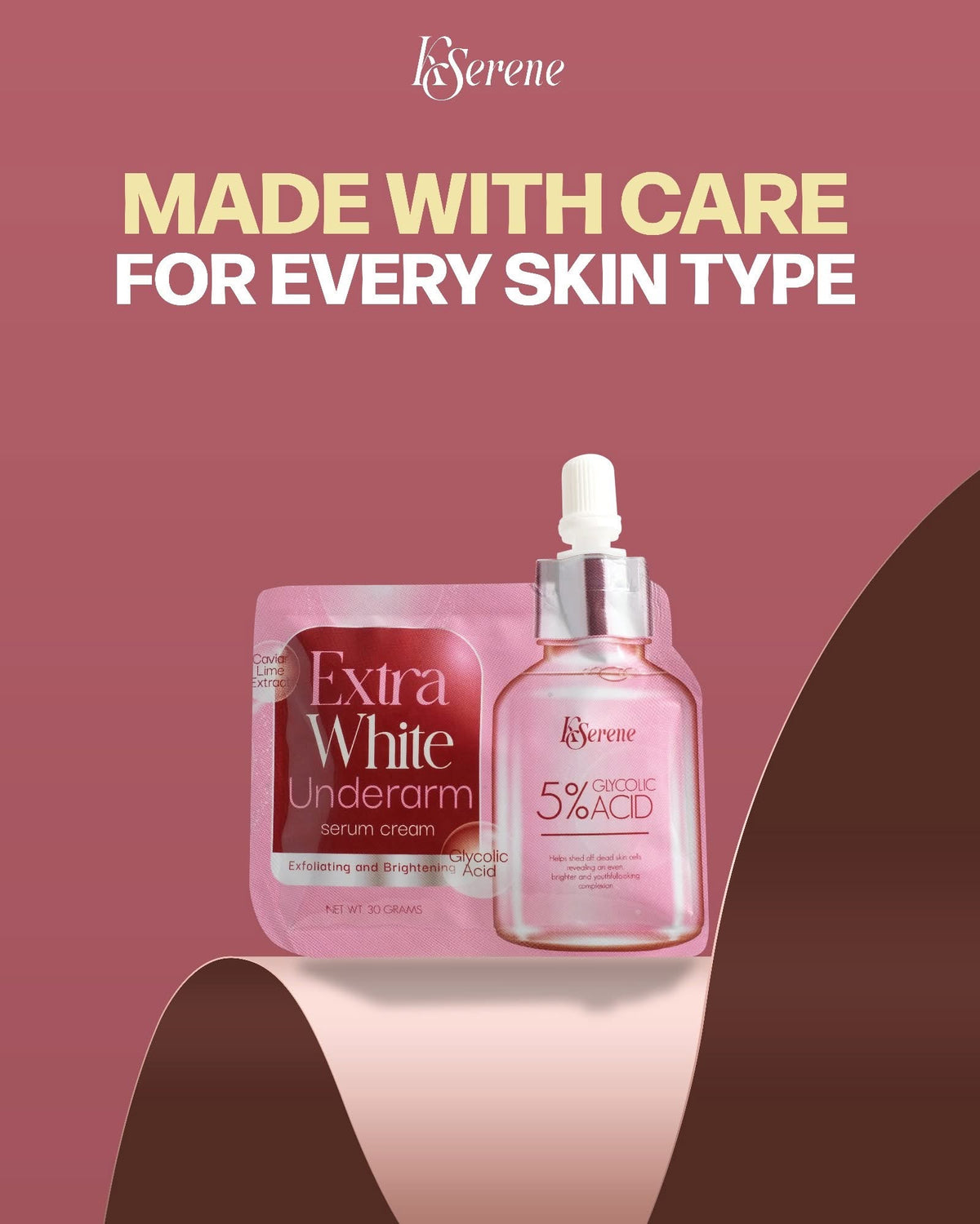 KSERENE EXTRA WHITE UNDERARM SERUM CREAM & 5% GLYCOLIC ACID