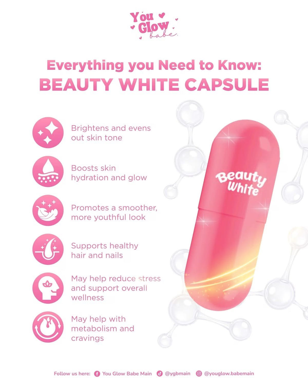 YOU GLOW BABE BEAUTY WHITE ADVANCED WHITENING + VITAMIN C 30 CAPSULES