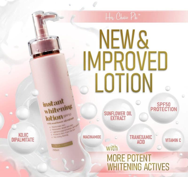 HER CHOICE PH INSTANT WHITENING LOTION SPF50 250ML