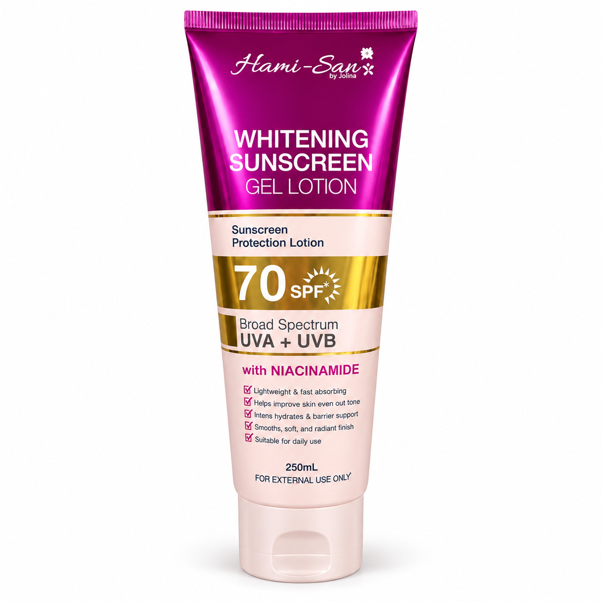 HAMI-SAN WHITENING SUNSCREEN GEL LOTION SPF 70 250ML