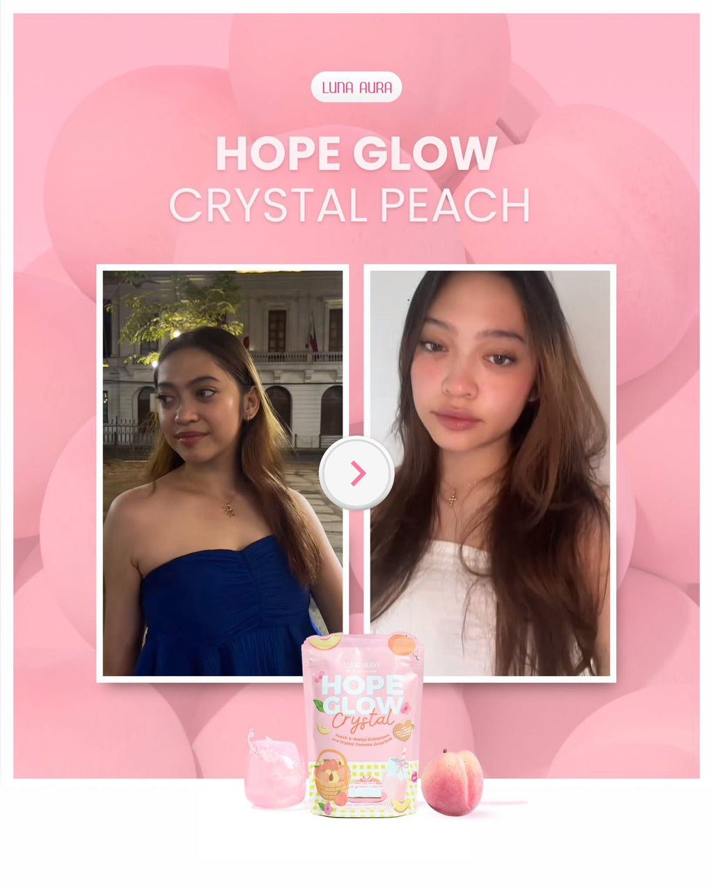 LUNA  AURA HOPE GLOW CRYSTAL PEACH GLUTATHIONE